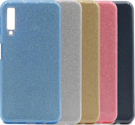 Samsung Galaxy A7 (2018) Hoesje - Zwart - Glitter Back Cover