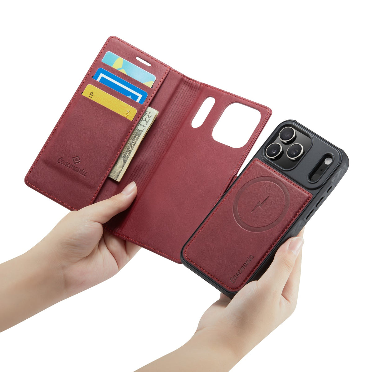 Apple iPhone 18 Pro Hoesje - Burgundy Red - Luxe 2 in 1 MagSafe Bookcase