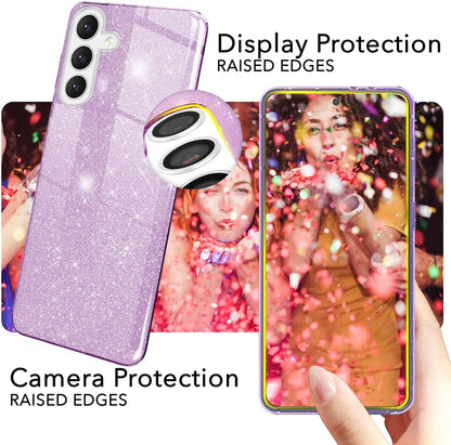 Samsung Galaxy A16 Hoesje - Paars - Glitter Back Cover