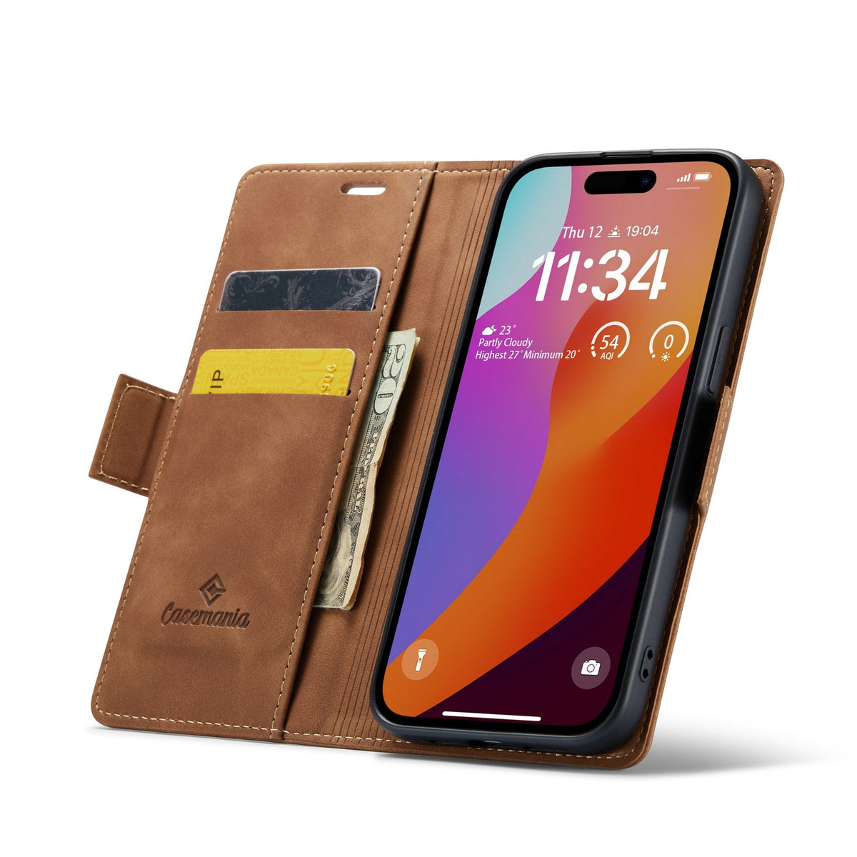 iPhone 15 Pro Hoesje - Sienna Brown - MagSafe Bookcase