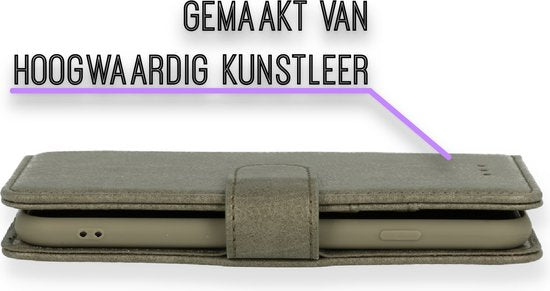 iPhone SE 2022 Hoesje - Grijs - Luxe Portemonnee Bookcase