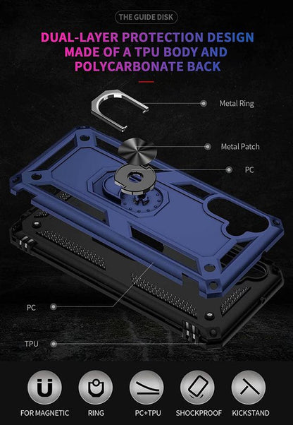 Samsung Galaxy M23 Hoesje - Blauw - Armor Kickstand Back Cover