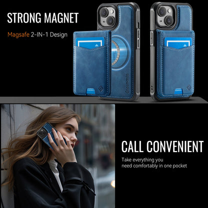 Apple iPhone 14 Case - Navy Blue - MagSafe Back Cover with Pull-Out Card Holder