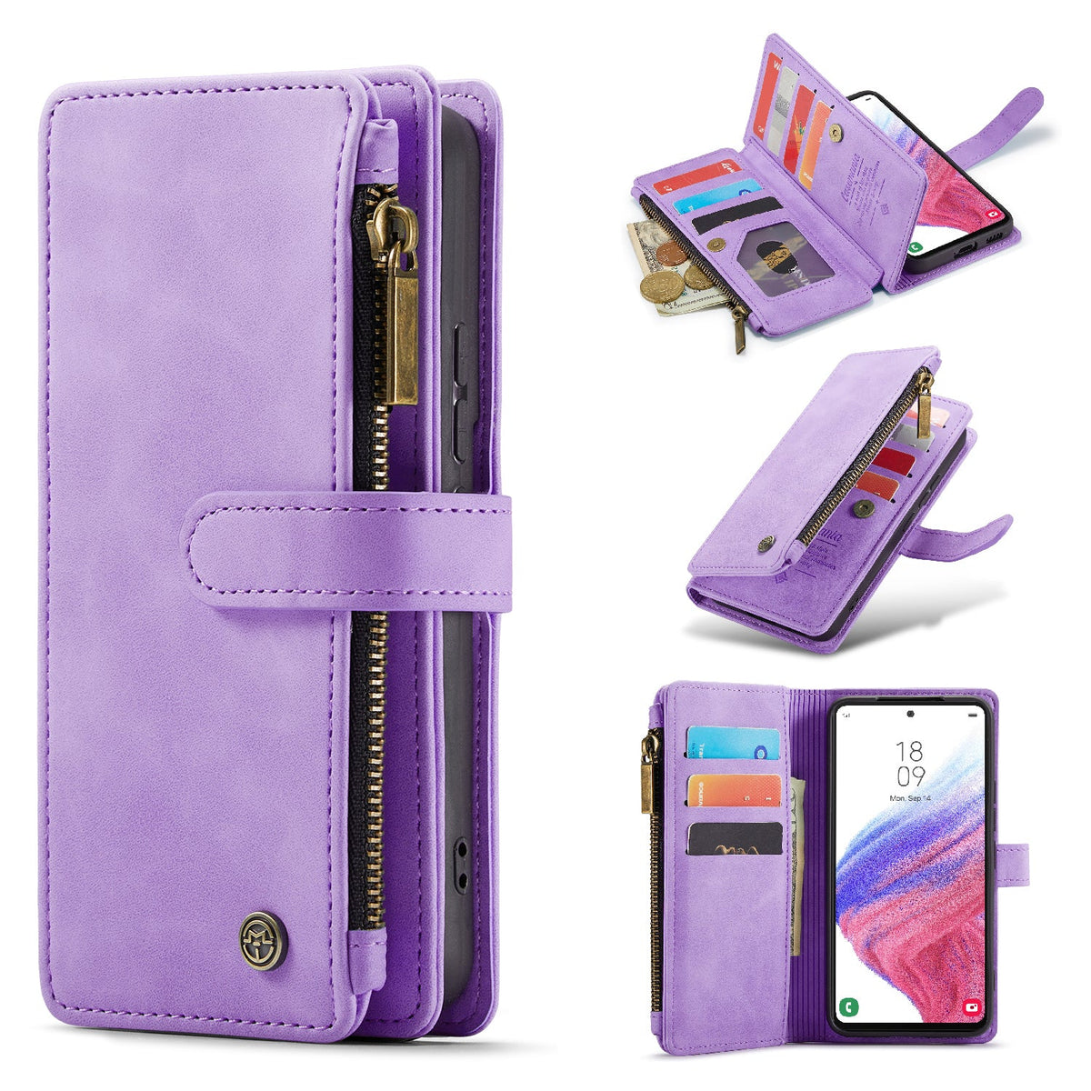 Samsung Galaxy A54 Hoesje - Bright Lila - Luxe Bookcase met Rits