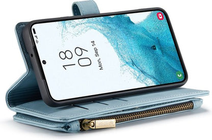 Samsung Galaxy S23 Plus Hoesje - Aqua Blue - Extra Stevige Luxe Bookcase met Rits en Vakken