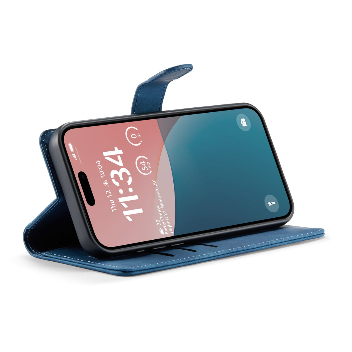 iPhone 16 Plus Hoesje - Navy Blue - 2 in 1 Bookcase