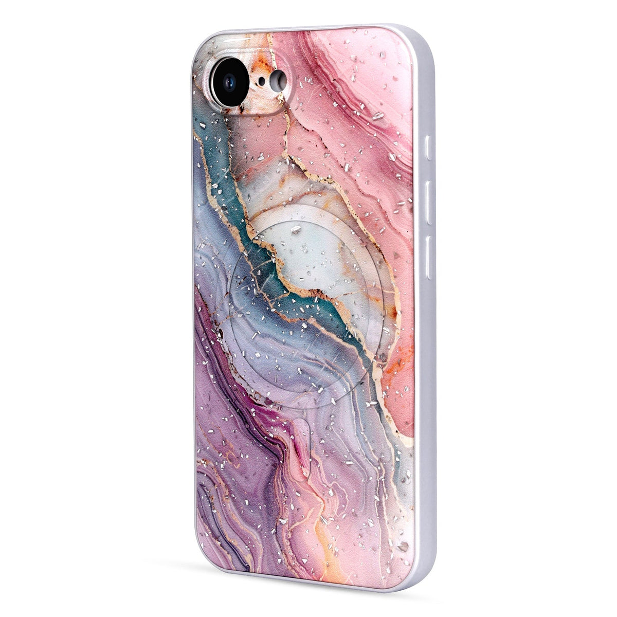 Apple iPhone 16e Hülle - Rosa - Marmor-MagSafe-Backcover