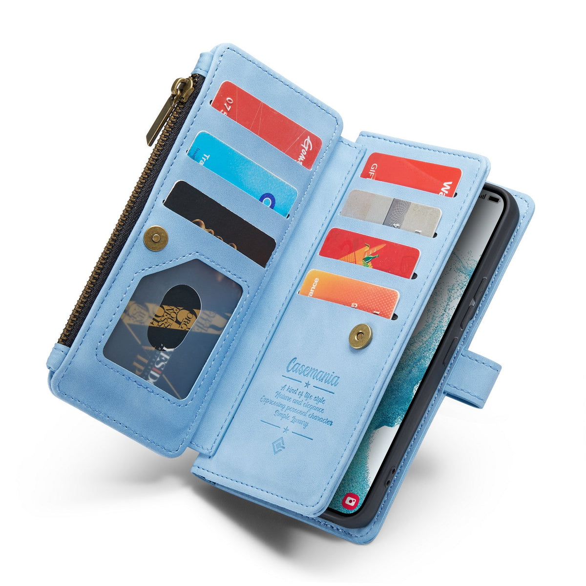 Samsung Galaxy Z Fold 4 Hoesje - Sky Blue - 2 in 1 Bookcase met 10 Kaart Vakken