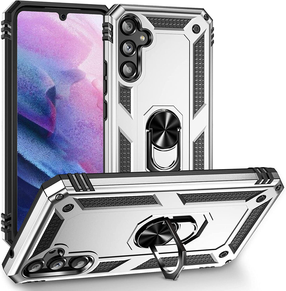 Samsung Galaxy A54 Hoesje - Grijs - Armor Kickstand Back Cover
