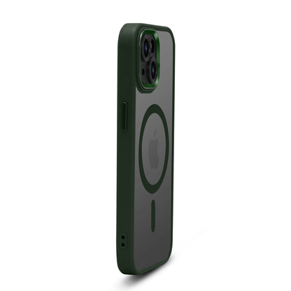 iPhone 15 Hoesje - Groen - MagSafe Back Cover met Color Frame