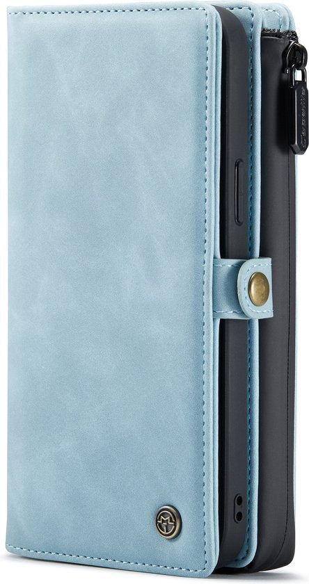 Apple iPhone 13 Pro Max Hülle - Aqua Blue - Luxus-2-in-1-Klapphülle mit 10 Kartenfächern und Handschlaufe