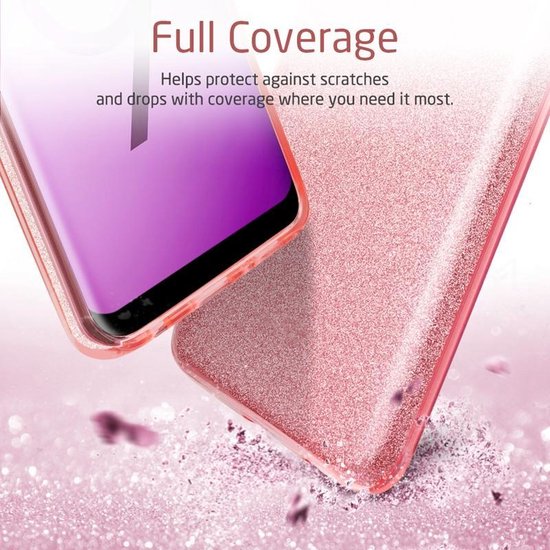 Samsung Galaxy S9+ Hoesje - Zwart - Glitter Back Cover