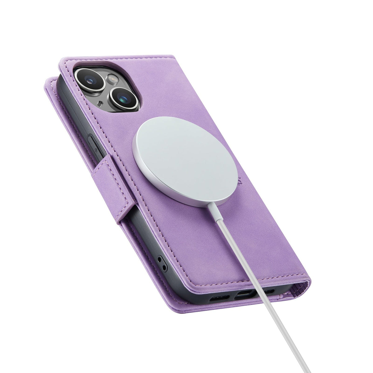 Apple iPhone 15 Hoesje - Bright Lila - Portemonnee MagSafe Bookcase