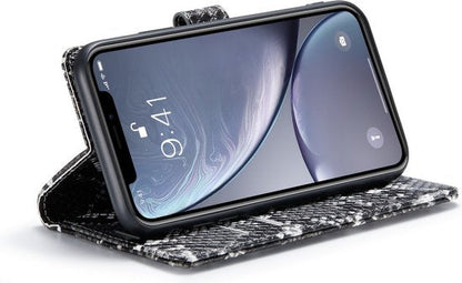 Apple iPhone XR Case - Black - Snake Print Flip Case