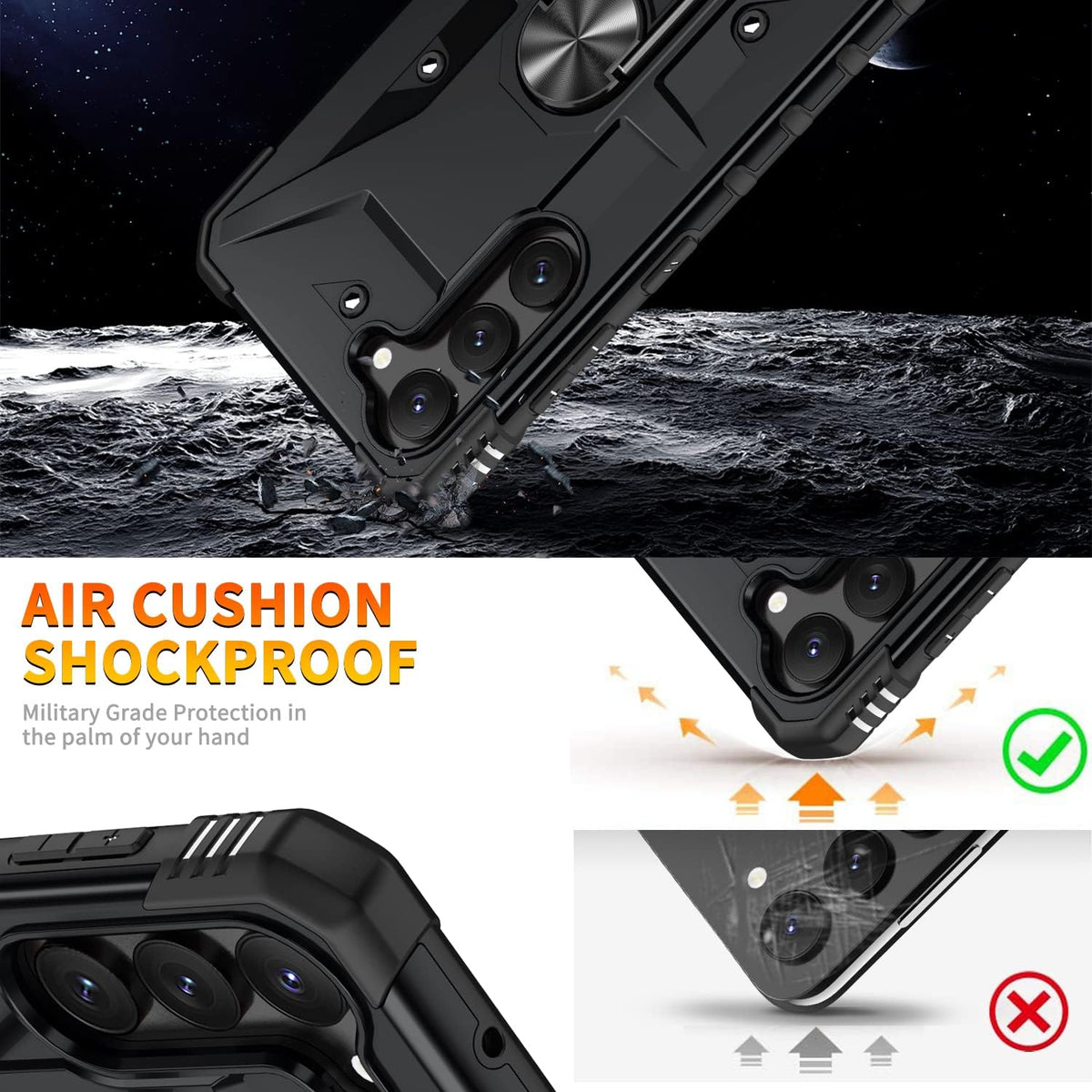 Samsung Galaxy A15 Hoesje - Zwart - Armor Kickstand Back Cover