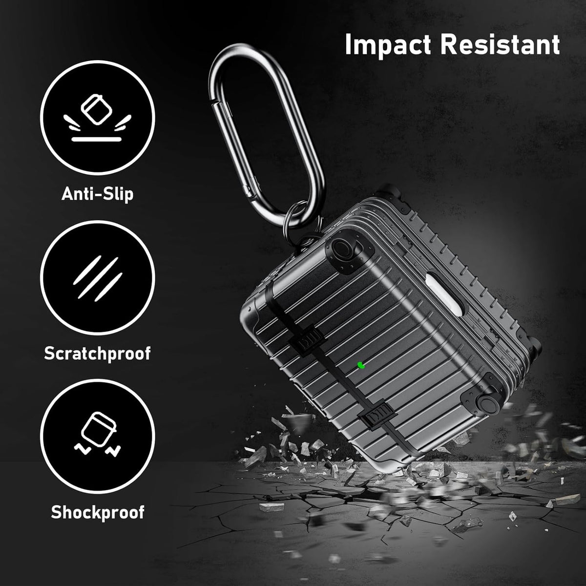 Apple AirPods 3 Hoesje - Koffer Suit Case met Stickers - Zwart