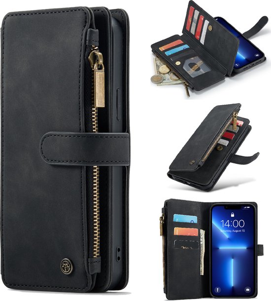 iPhone 13 Mini Hoesje - Charcoal Gray - Luxe Back Cover met Rits