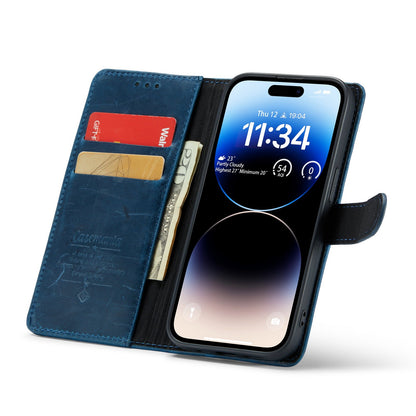 Apple iPhone 14 Pro Hoesje - Blauw - Echt Leren Bookcase