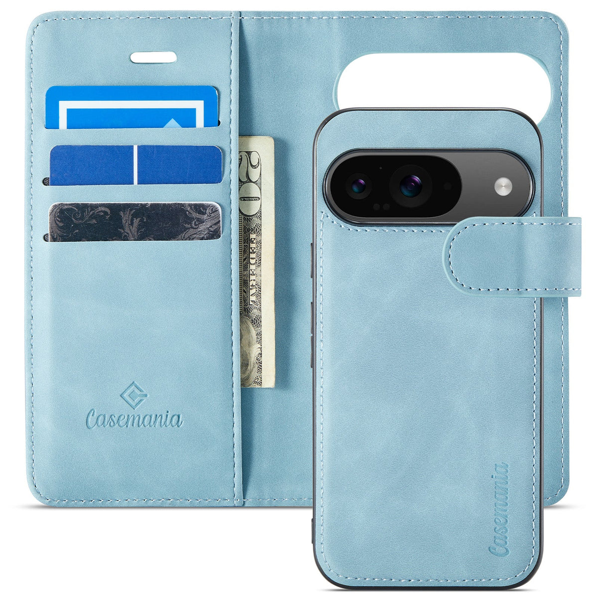 Google Pixel 9 Hoesje - Aqua Blue - 2 in 1 Bookcase