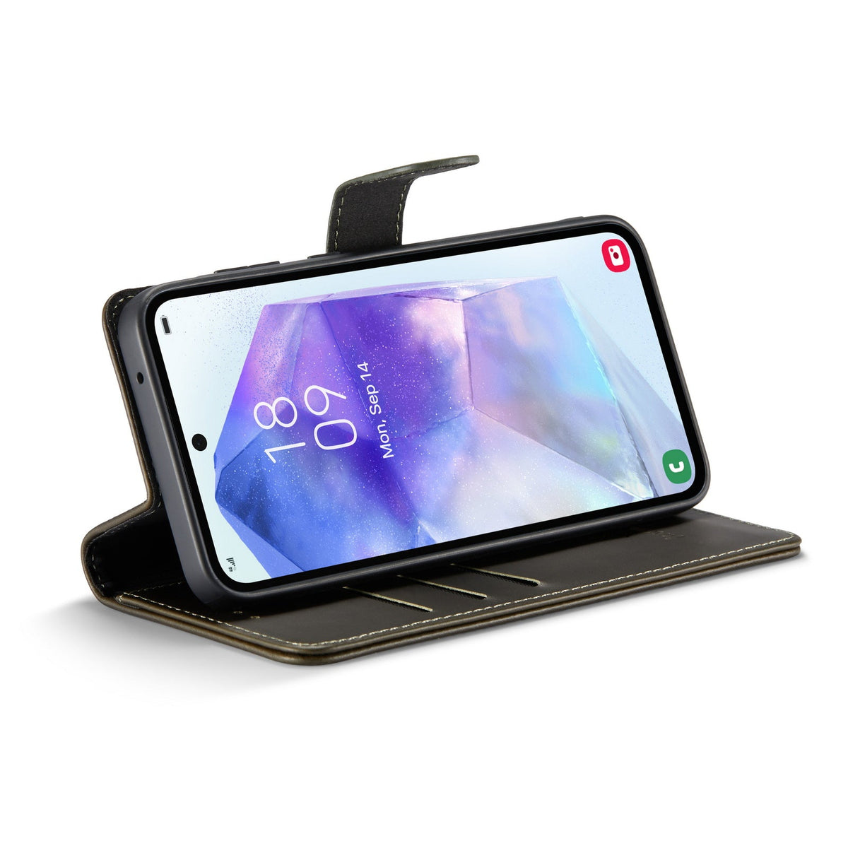 Samsung Galaxy A55 Hoesje - Charcoal Gray - Echt Leren 2 in 1 Bookcase
