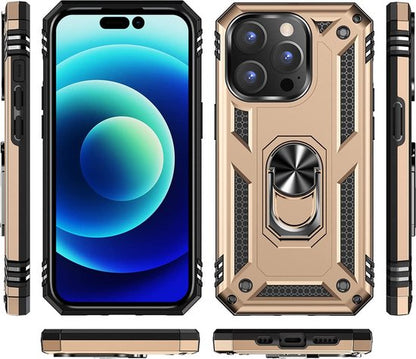 Apple iPhone 14 Pro Hoesje - Goud - Armor Kickstand Back Cover