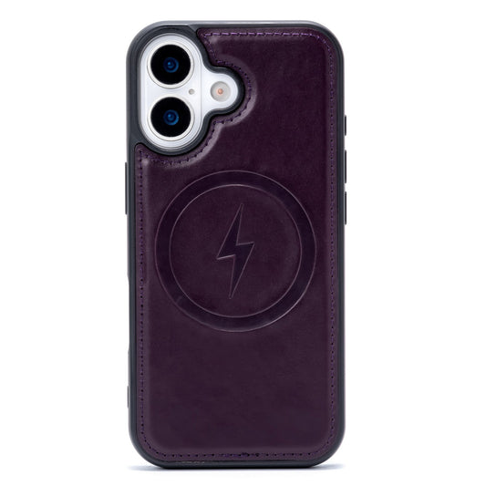 Apple iPhone 17 Case - Dark Purple - Genuine Leather MagSafe Back Cover