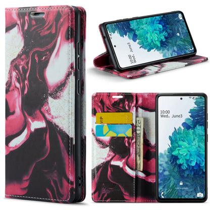 Samsung Galaxy A34 Hoesje - Red Rhodonite - Marmer Portemonnee Bookcase