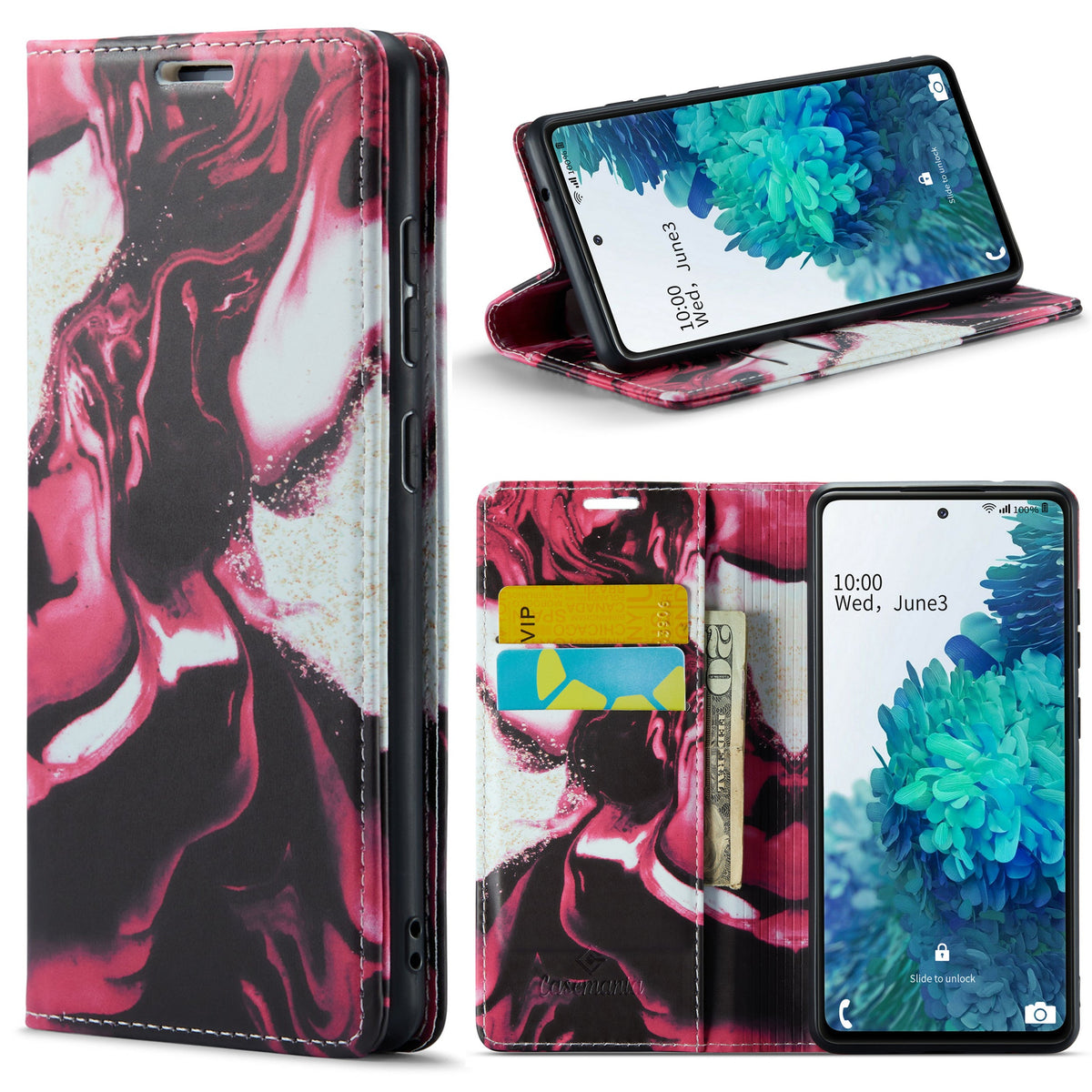 Samsung Galaxy A23 Hoesje - Red Rhodonite - Marmer Portemonnee Bookcase