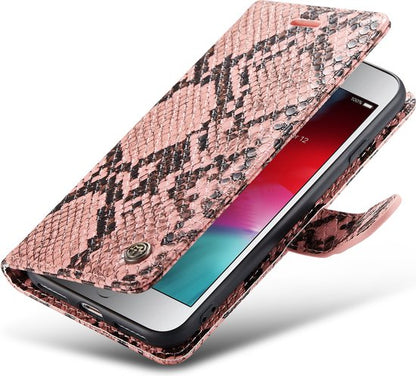Étui pour Apple iPhone SE (2022) - Rose - Étui portefeuille effet serpent