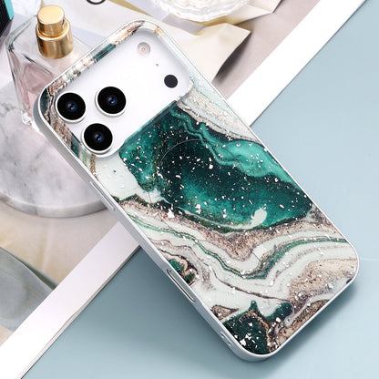 Apple iPhone 17 Pro Max Hoesje - Groen - Marmer Glitter MagSafe Back Cover