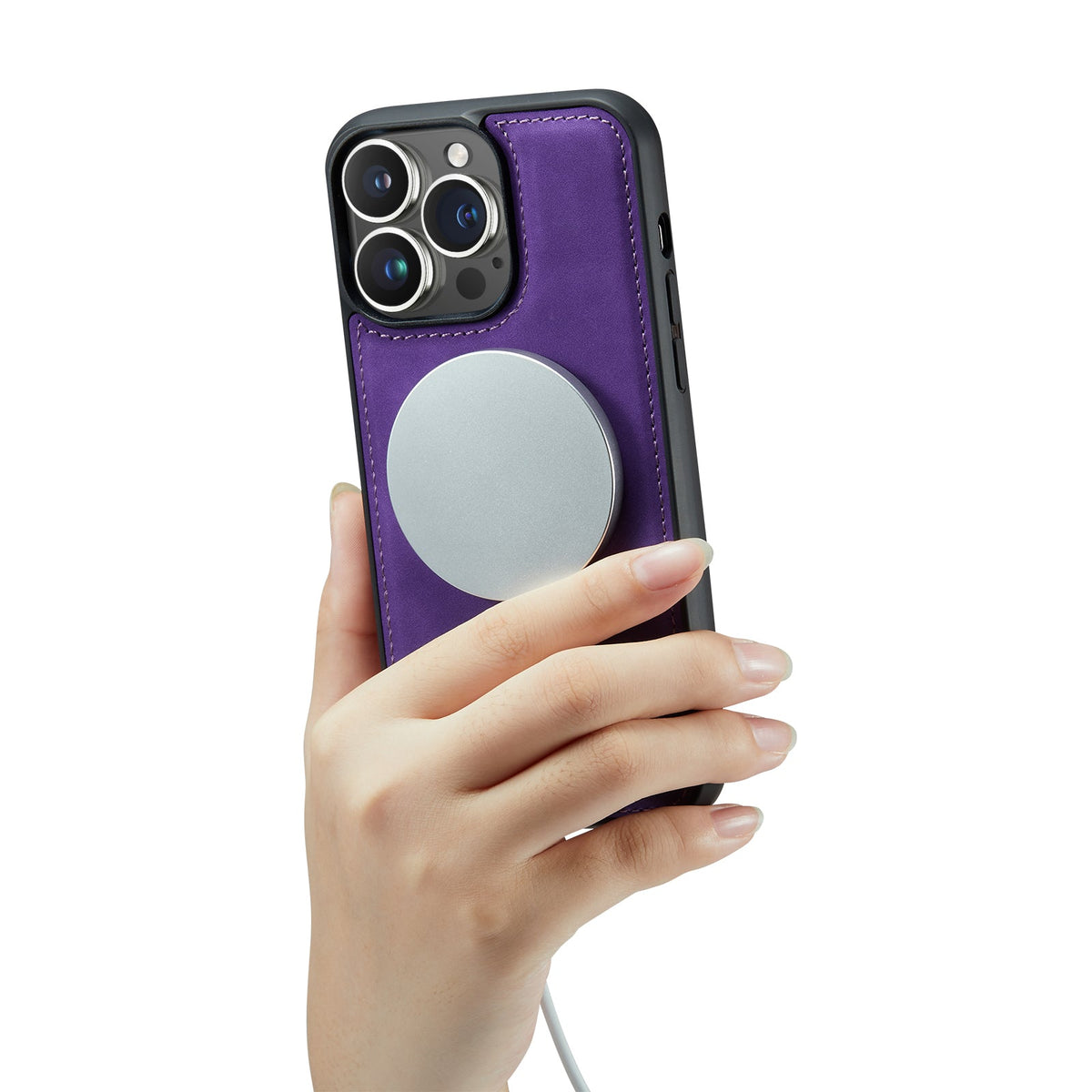 Apple iPhone 15 Plus Case - Dark Purple - 2-in-1 MagSafe Wallet Case