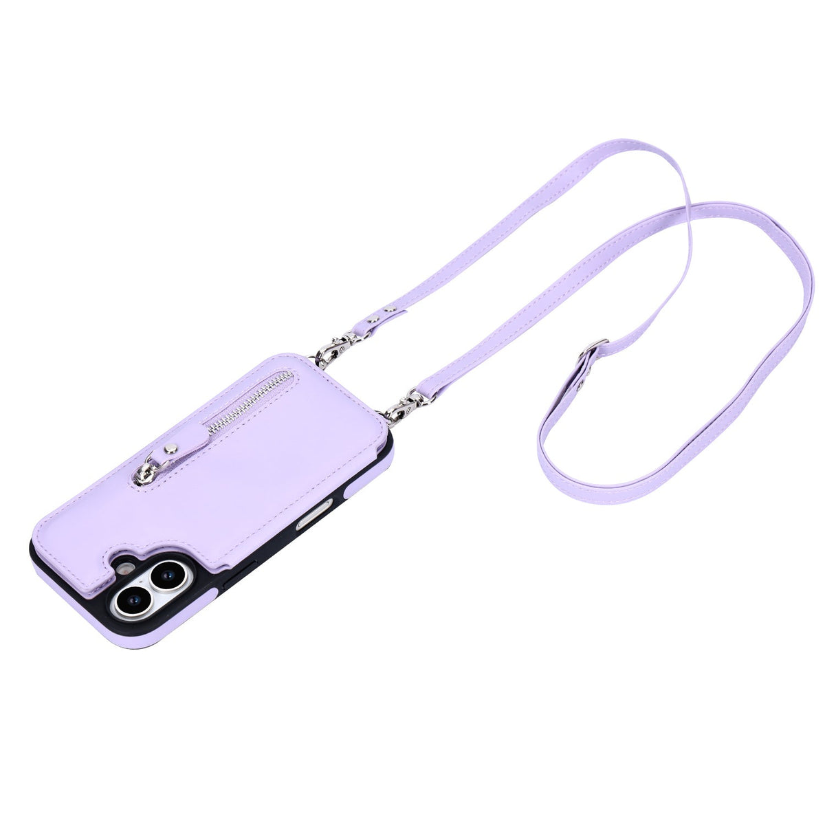 iPhone 17 Hoesje - Paars - Luxe Back Cover met Telefoonkoord en Rits