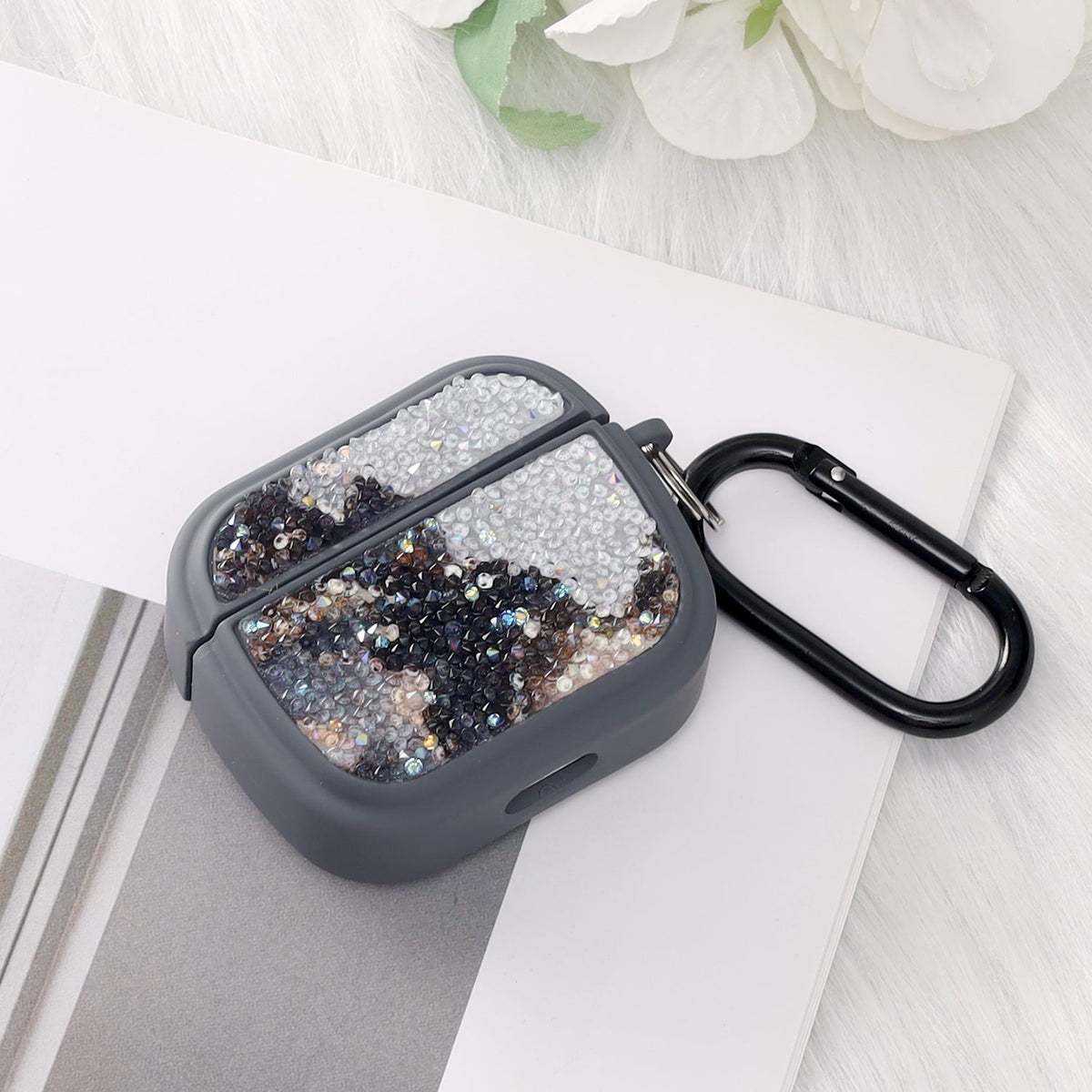 Apple AirPods 3 Case - Diamond Marble Glitter with Ring - Grey