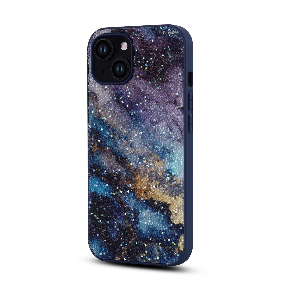 Apple iPhone 13 Case - Blue - Diamond Marble Glitter Back Cover