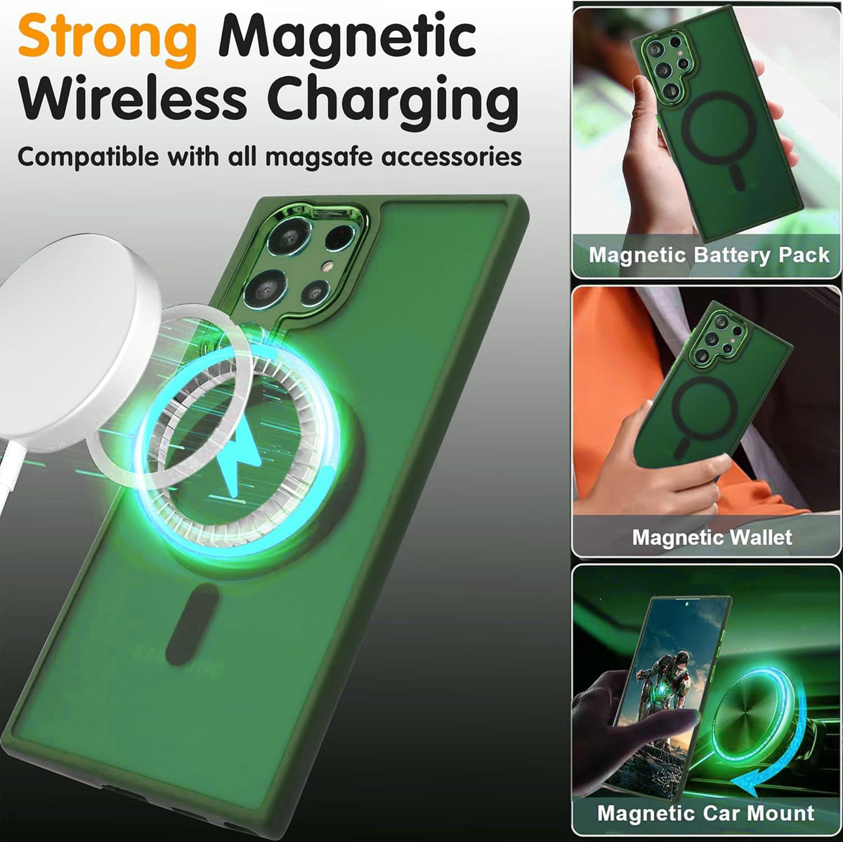 Samsung Galaxy S22 Ultra Hoesje - Groen - Matte Armor MagSafe Back Cover