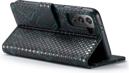Samsung Galaxy S21 Hoesje - Groen - Snake Bookcase