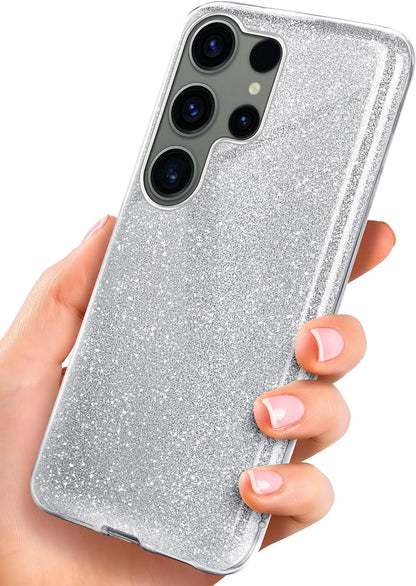 Samsung Galaxy S24 Ultra Case - Silver - Glitter Back Cover
