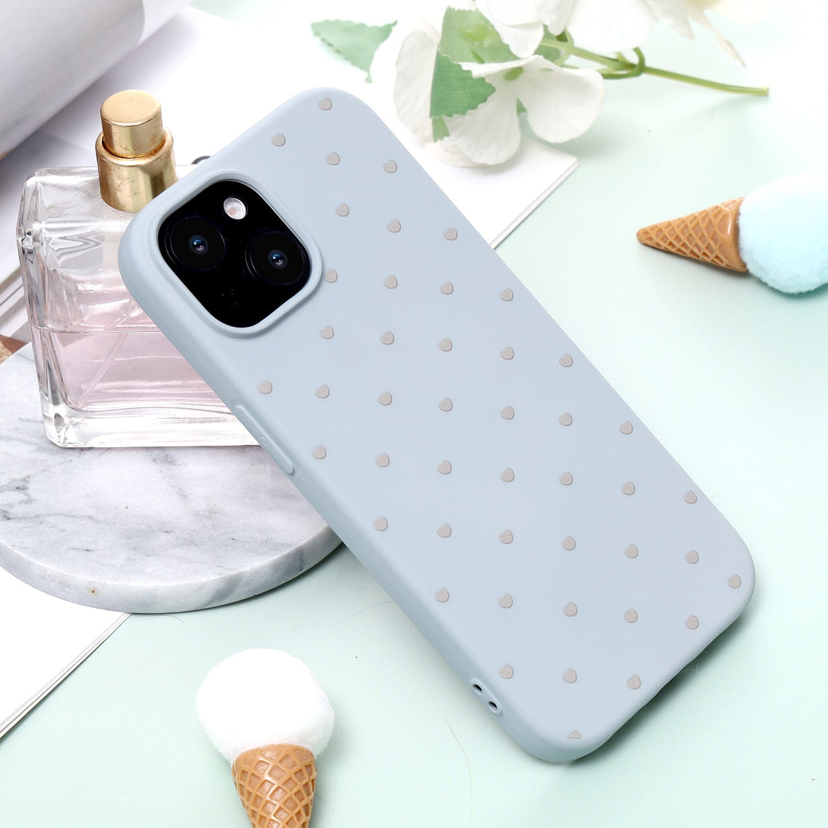 iPhone 15 Hoesje - Blauw - Hartjes Back Cover