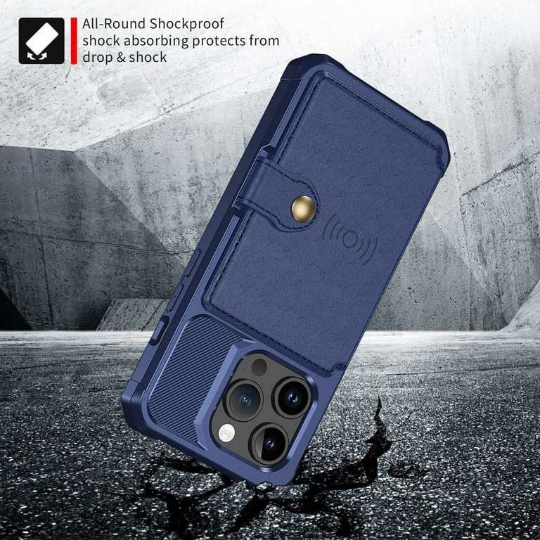 Apple iPhone 15 Pro Hoesje - Blauw - Back Cover met Pasjeshouder