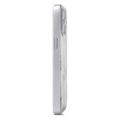 Apple iPhone 15 Pro Hoesje - Grijs - Bloemen Glitter MagSafe Back Cover