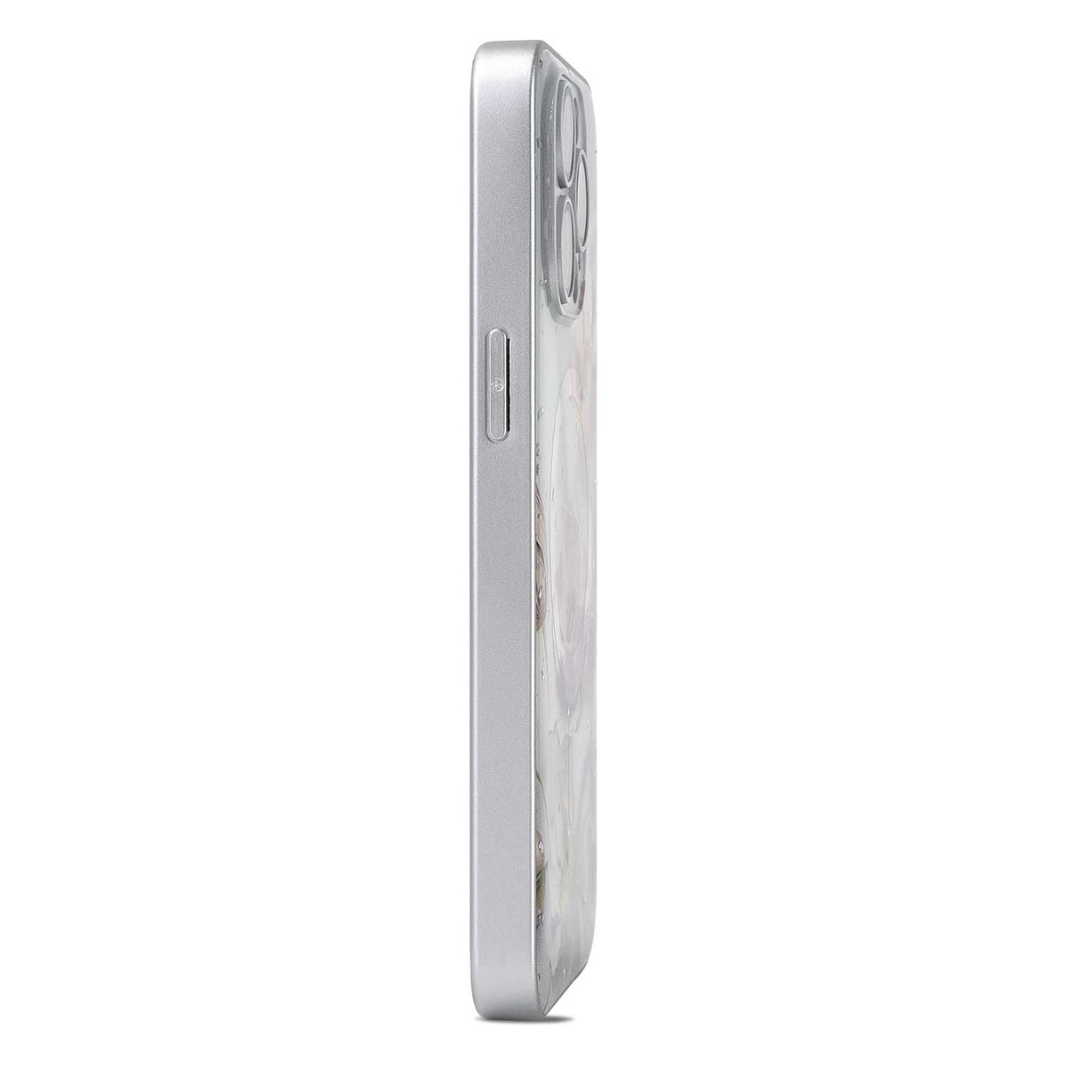 Apple iPhone 12 Pro Hoesje - Grijs - Bloemen Glitter MagSafe Back Cover