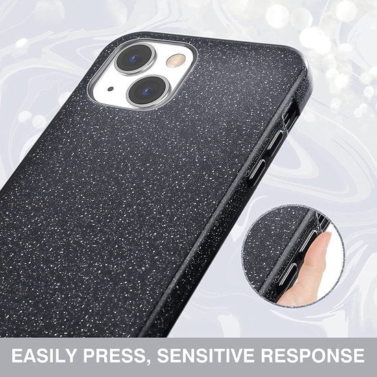 Apple iPhone 13 Hoesje - Zwart - Glitter MagSafe Back Cover