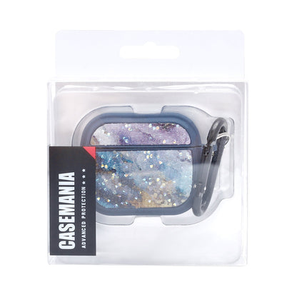 Apple AirPods 3 Hoesje - Diamant Marmer Glitter met Ring - Blauw