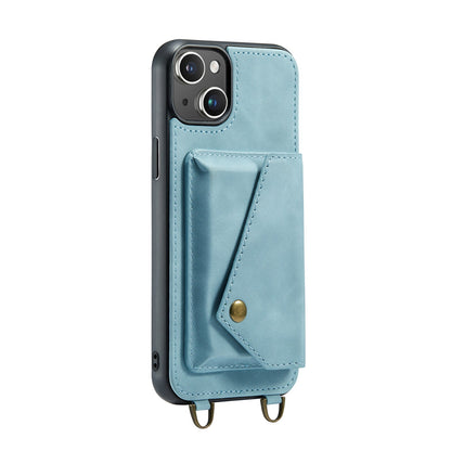 Apple iPhone 15 Plus Hülle - Aqua Blue - Luxus-Backcover mit Handykette