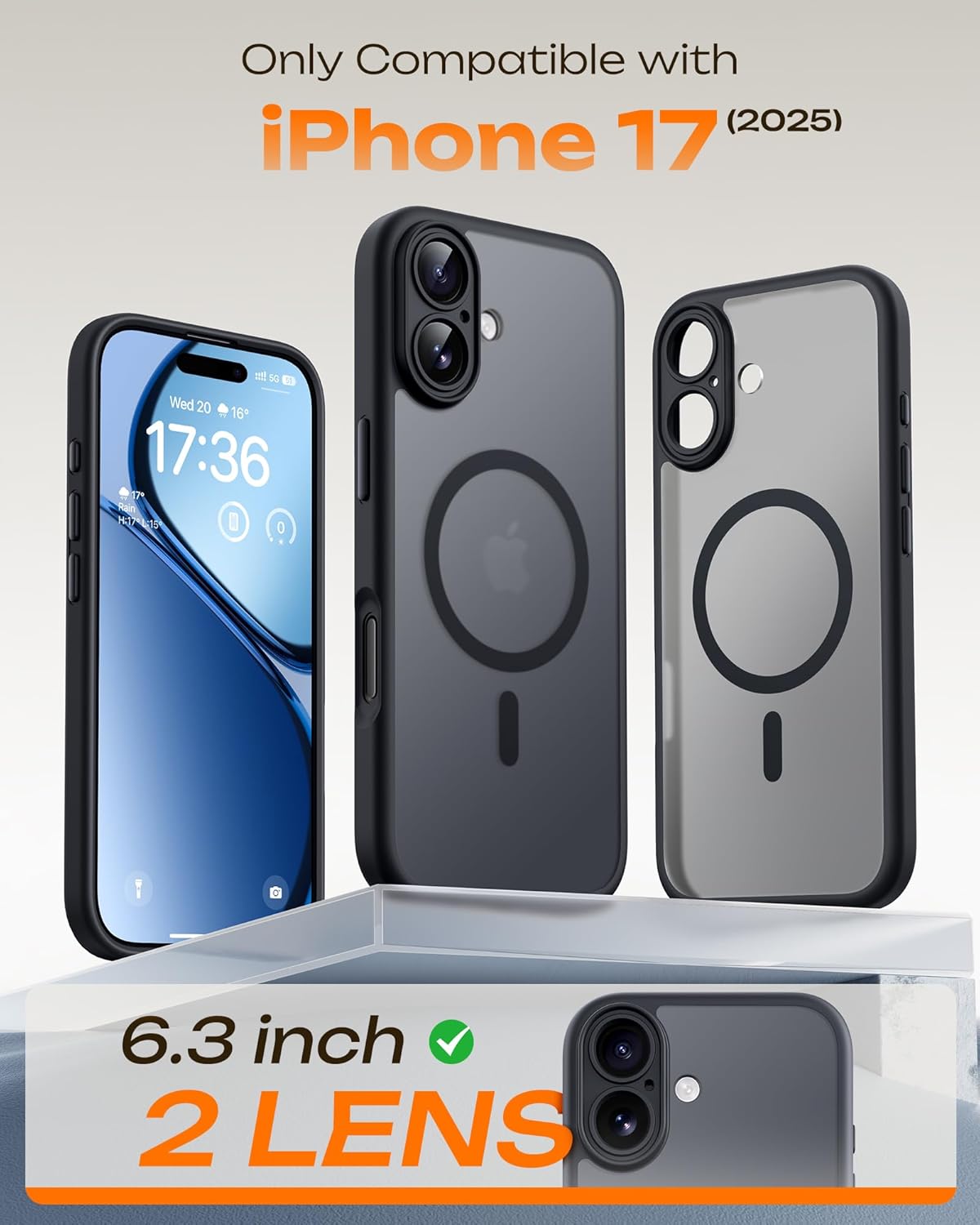 iPhone 17 Hoesje - Zwart - Magnetische Matte Armor MagSafe Back Cover met Camerabescherming