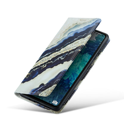 Samsung Galaxy A34 5G Hoesje - Blue Paraiba - Marmer Portemonnee Bookcase
