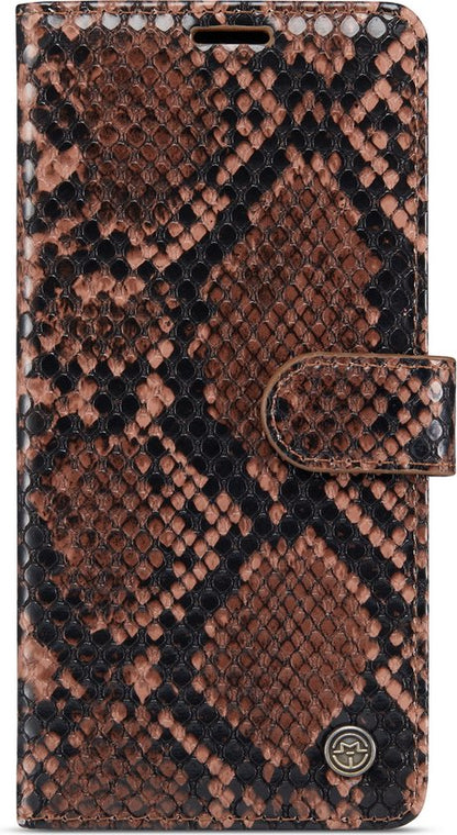 Samsung Galaxy S21 FE Hoesje - Bruin - Luxe Slangen Bookcase