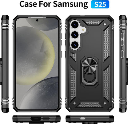Samsung Galaxy S25 Hoesje - Zwart - Armor Kickstand Back Cover