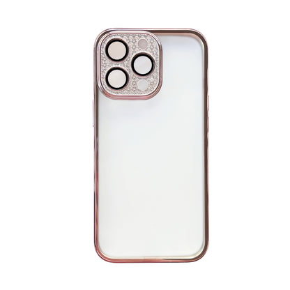 Apple iPhone 14 Plus Hülle - Roségold - Transparentes Glitzer-Backcover mit Kameraschutz