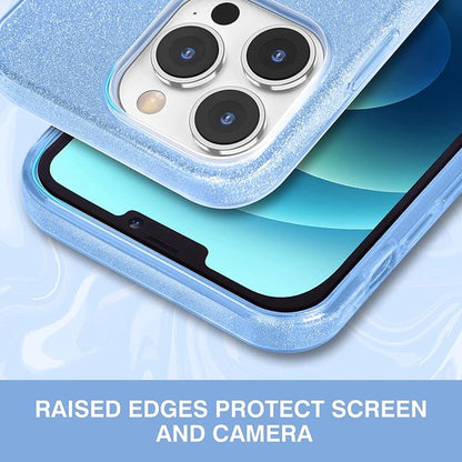 Apple iPhone 14 Pro Max Hoesje - Blauw - Glitter Back Cover